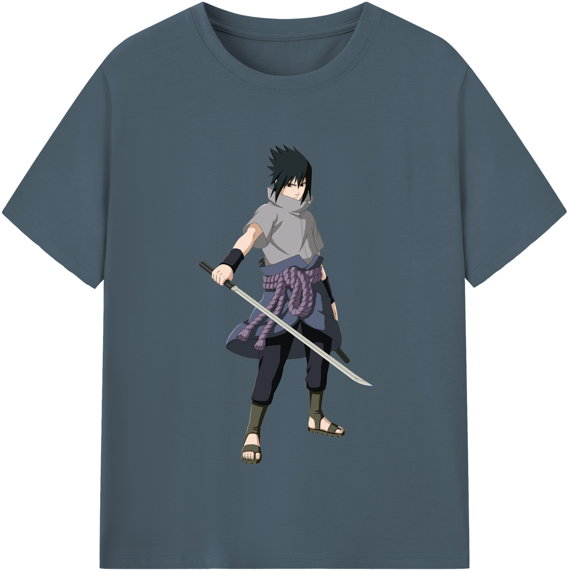 （画像用） NARUTO -ナルト- うちは サスケ Uchiha Sasuke 綿100％半袖Tシャツ（フロントプリント）